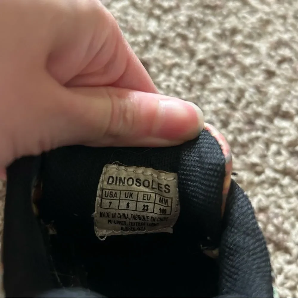 Dinosoles Dinosaur Flashing Hook Loop Shoes Toddler Size 7